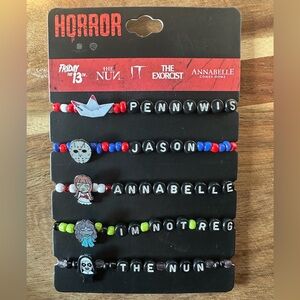 Hot Topic Horror Character Beaded Bracelets — Red, Blue, Black, Green, White